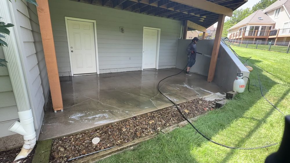 Same covered patio clean and restored after Elite Pressure Pros soft washing